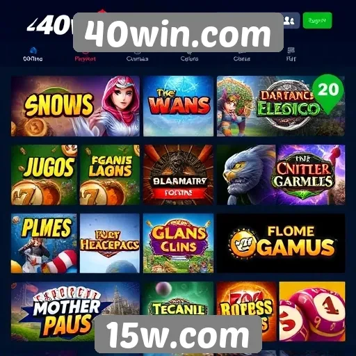 Análise da diversidade de jogos disponíveis no 40win.com